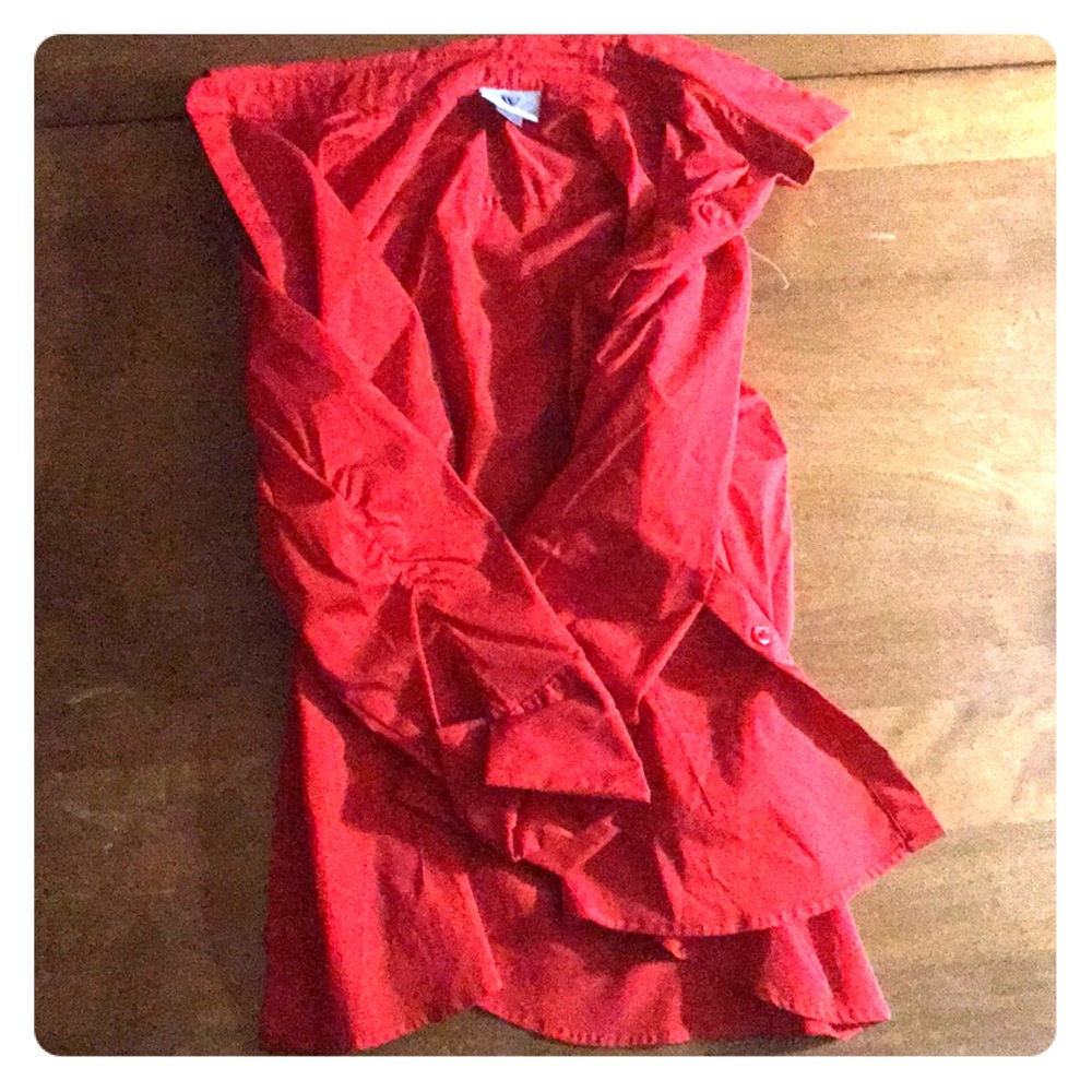 Red button down